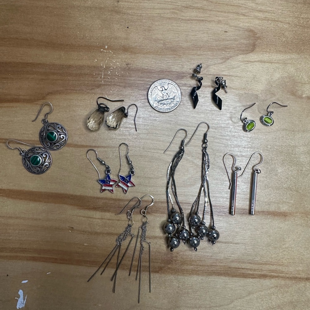 Mixed Silver Tone Dangle Earrings - Assorted Colors